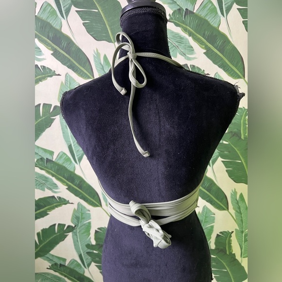 Aerie Wrap Halter Bikini Top Sage Green Size S - Picture 6 of 10